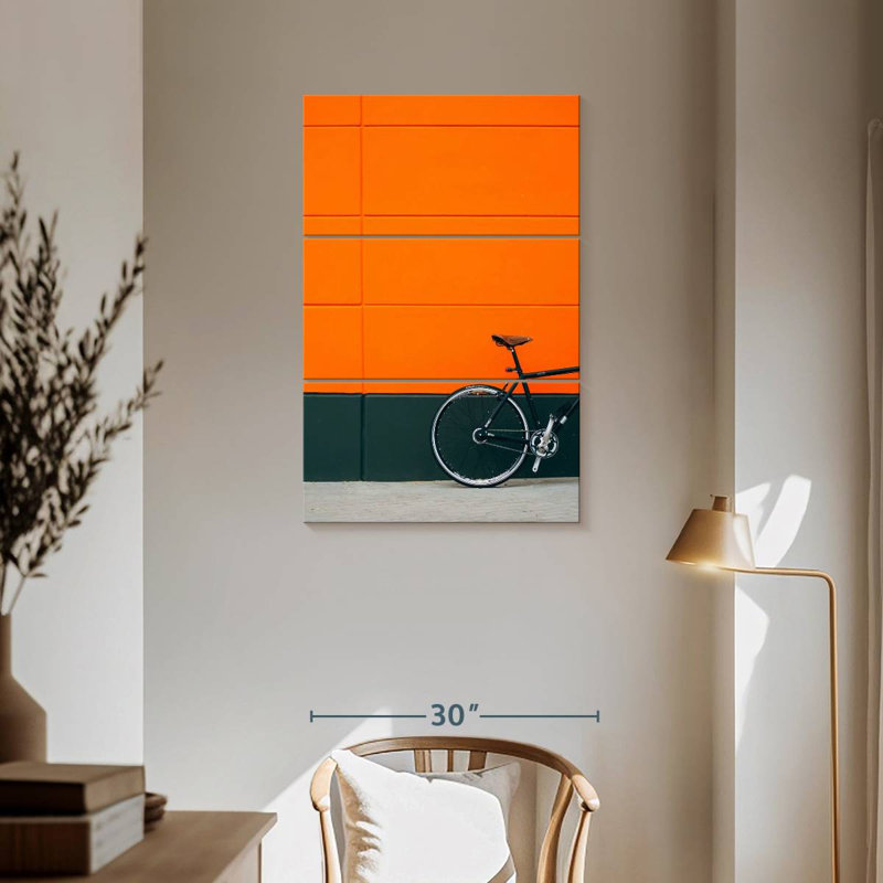 Mehar Bicycle On Orange, 57" H x 36" W