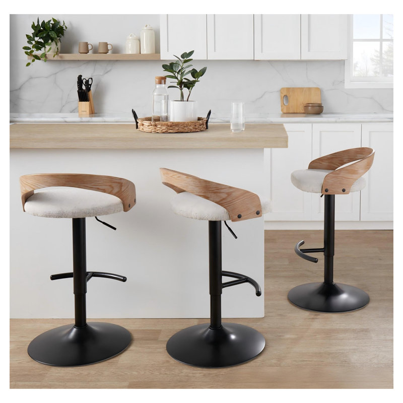 Ensemble de 3 tabourets de bar contemporains réglables - Tabourets de comptoir pivotants revêtus de cuir PU avec base et repose-pieds chromés
