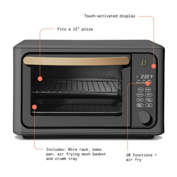 howcoolmall 6 Slice Touchscreen Air Fryer Toaster Oven, Black