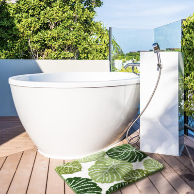  Green Leaves Bath Mat, Non Slip Large Plant Monstera Leaf Bath Rug, Absorbent Bathtub Rug Bathroom Plush Shower Rugs (32"x20")