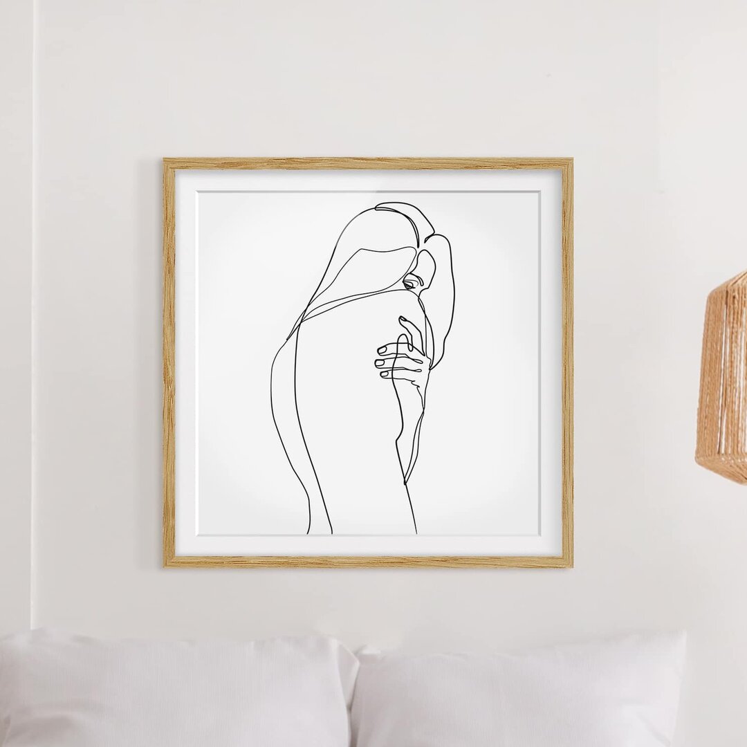 Gerahmtes Poster Line Art Female Nude Shoulder