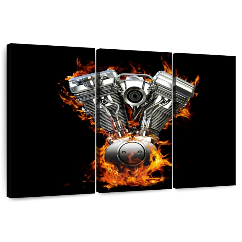 Mehar Blazing Motorcycle Engine, 20" H x 33" W