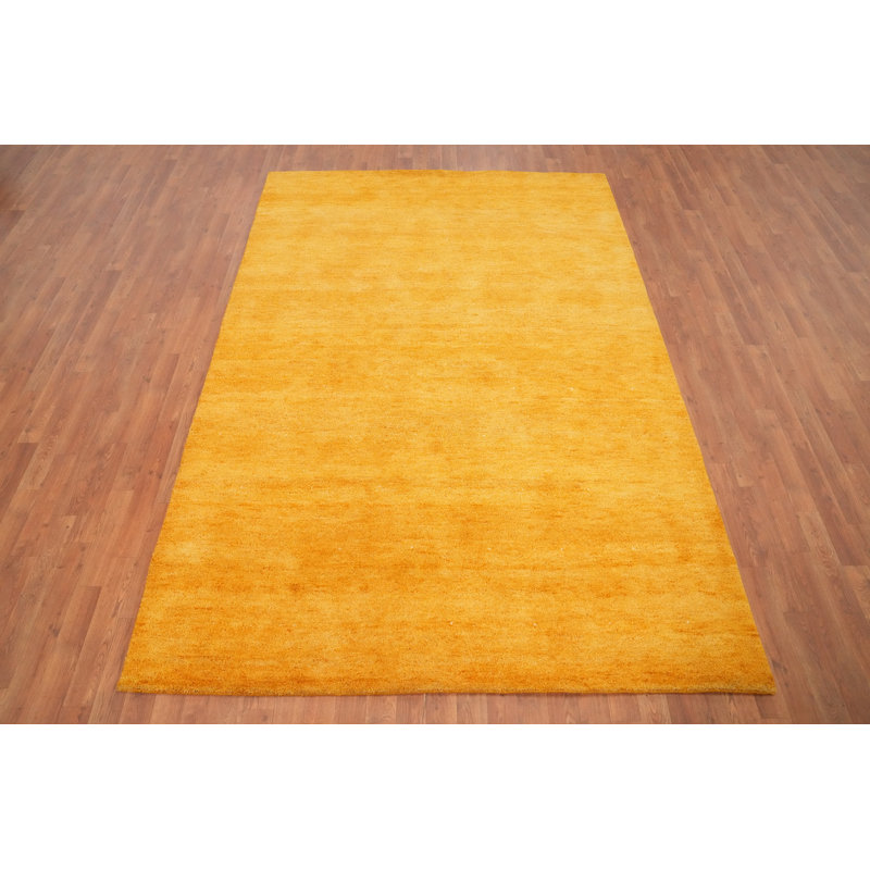 Tapis chauffant de style Gabbeh jaune chaud et lueur dorée 6 x 9