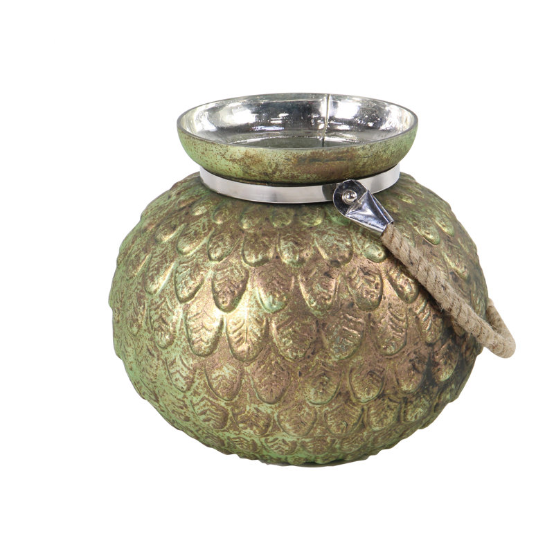 Glass Tabletop Lantern, Green