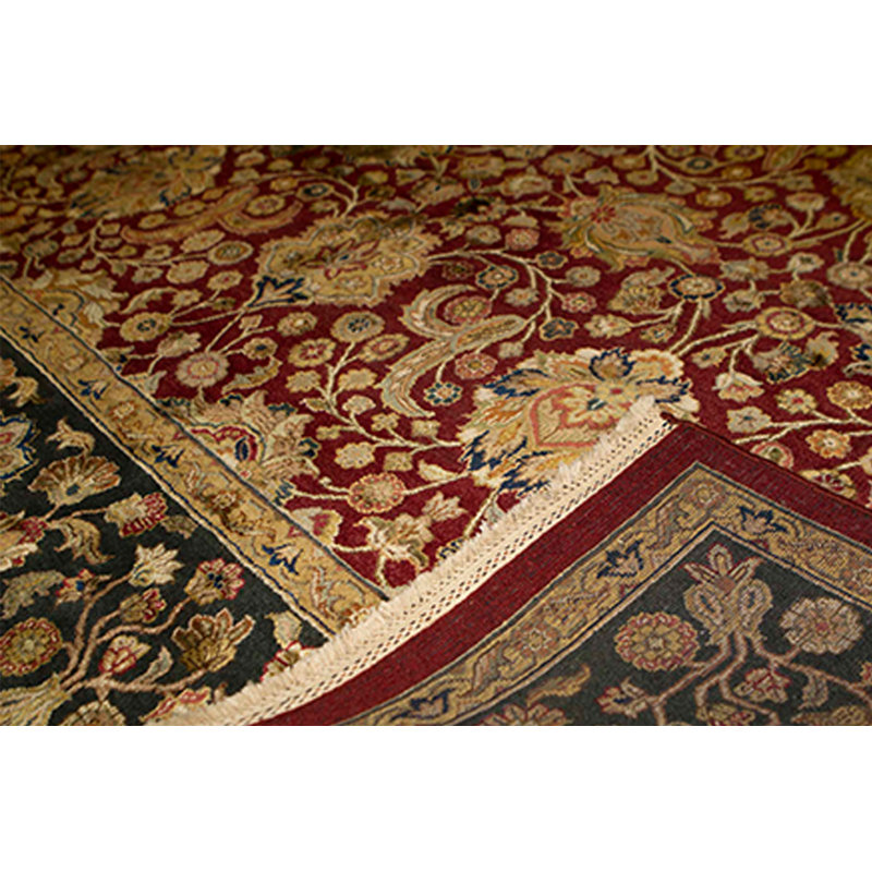 Hand-Knotted High-Quality Red and Green Area Rug
