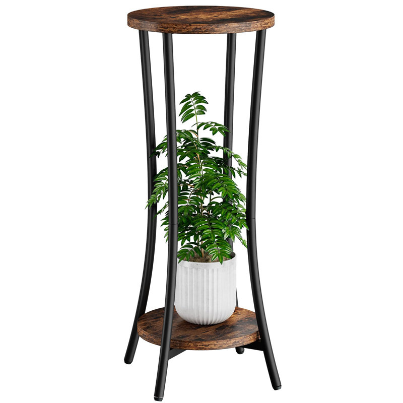 Iron Plant Stand 2 Tier, Rustic Brown