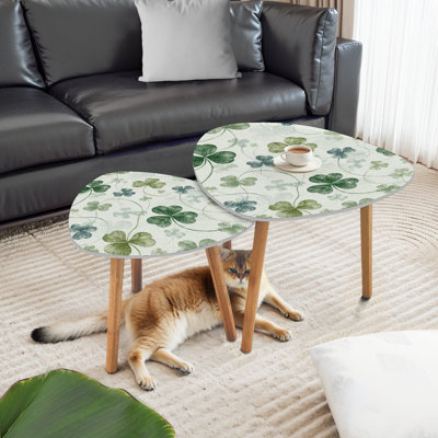 Ensemble de 2 tables basses gigognes triangulaires St Patrick Day