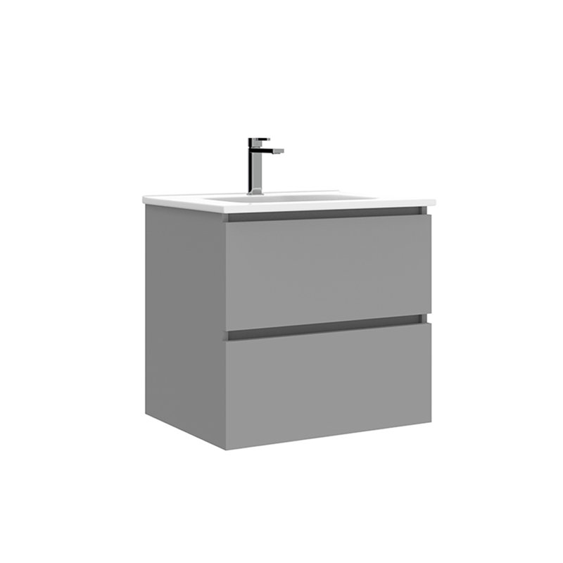 Meuble-lavabo mural simple 32 po avec comptoir en céramique Flora, Moka mat, L 24 po