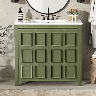 Meuble-lavabo de salle de bain avec lavabo en céramique