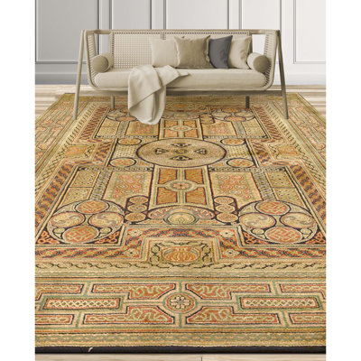 Tapis noir et rouge noué à la main de haute qualité