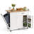 Solid Wood Top Kitchen Island, Tilt-Out Trash Bin Compartment with Drop Leaf Breakfast Bar, Mobile Kitchen Table with Faux Refrigerator Style Cabinet & Locking Casters-159571998