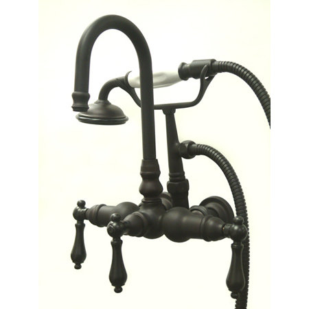 Kingston Brass Vintage Three-Handle 2-Hole Tub Wall Mount Clawfoot Tub Faucet with Hand Shower Kingston Brass 