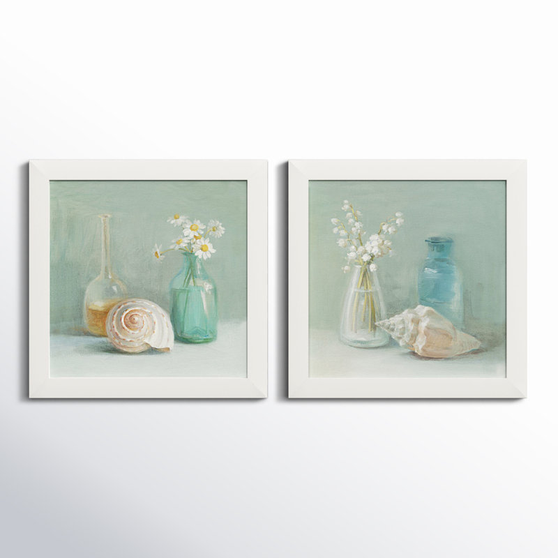 «Chamomille & Lily of the Valley Spa» par Danhui Nai, ensemble de 2 reproductions d'art sur papier encadrées