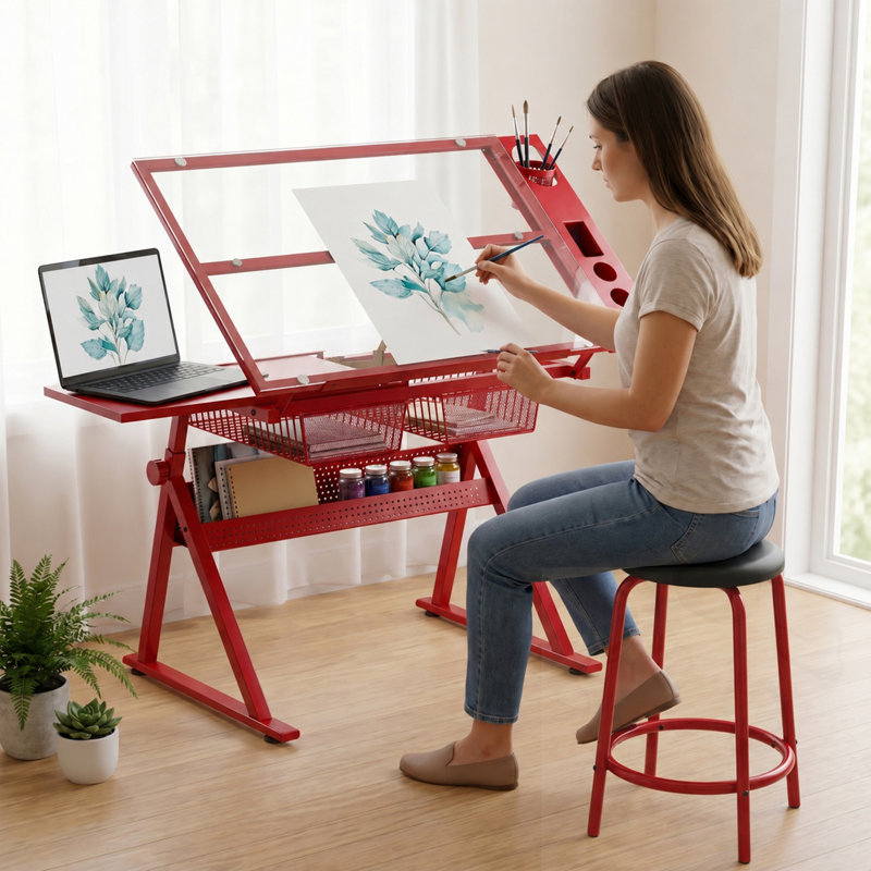 Bureau à dessin avec chaise