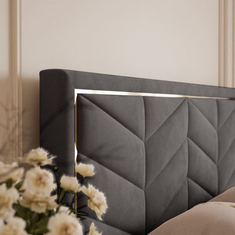 Upholstered Ottoman Storage Bed, Small Double (4'), Dark Grey