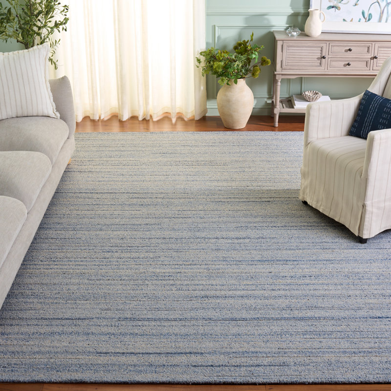 Natura 461 Hand Woven Wool/Cotton No Pattern Rug in Blue, Rectangle 8' x 10'