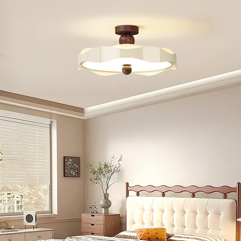 21.65" Cream-coloured French Medieval-style Semi-flush Mount Light