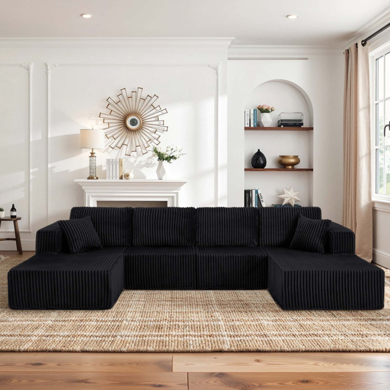 Canapé modulaire en U, Noir