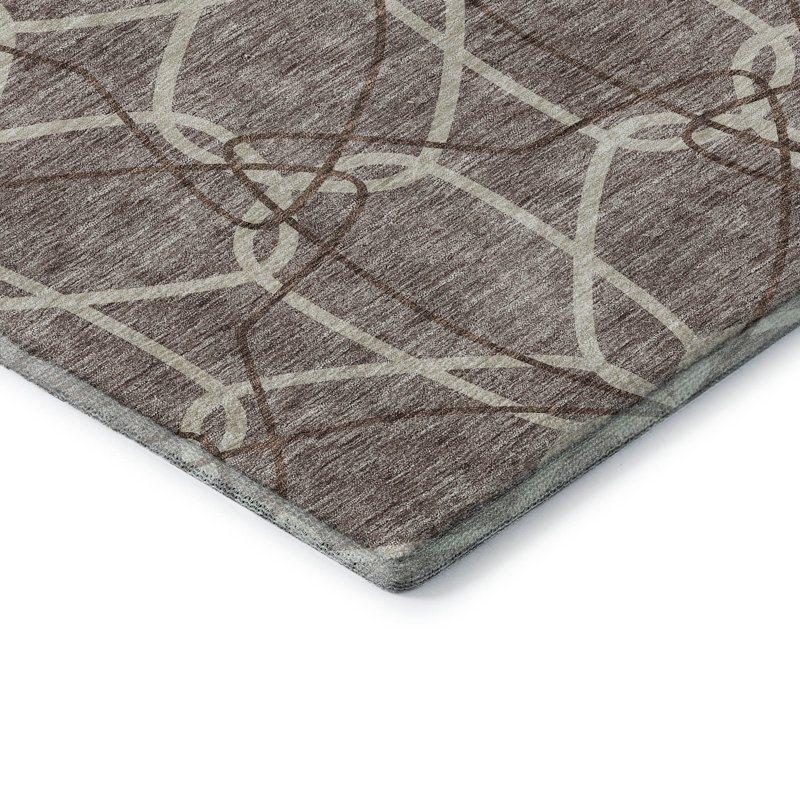 Tapis taupe Prisco lavable à la machine de qualité supérieure, Rectangulaire 3 pi x 5 pi