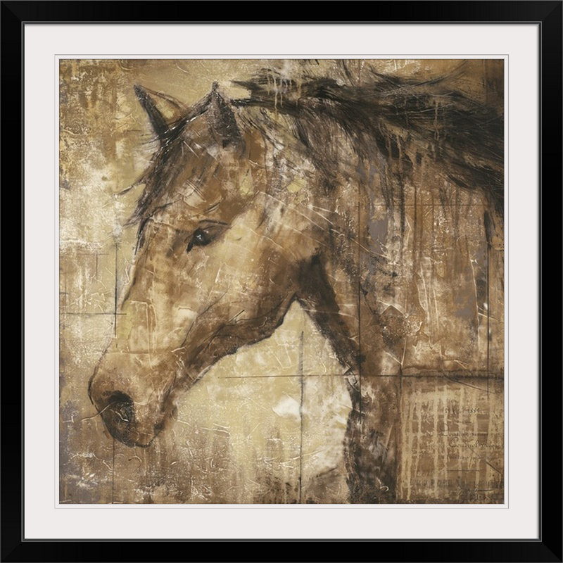 «Aiga Cavalier» par Liz Jardine, reproduction d'art, Cadre noir, H 38 po x l 38 po x P 1 po