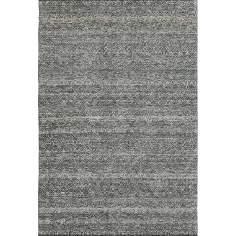 Premium Machine Washable Mayfield AMF2105 Striped Rug, 8' x 10', Pewter