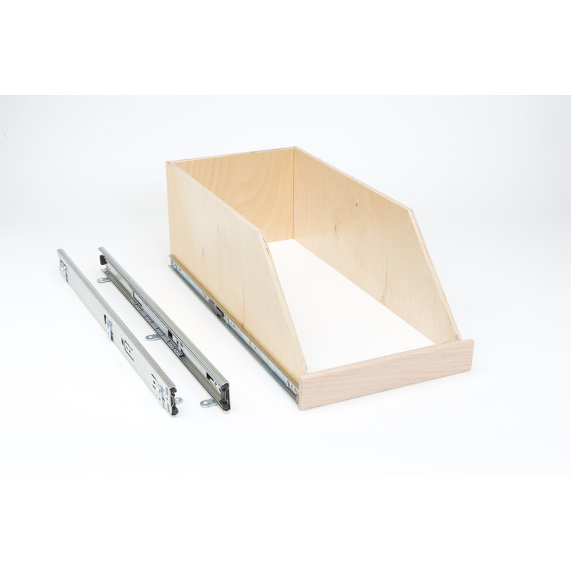 Slide-A-Shelf Made-To-Fit 8 Inch High Side Slide-Out Shelf Full Extension Rails with Soft Close, Poplar, 16.5" D, 25.5" W