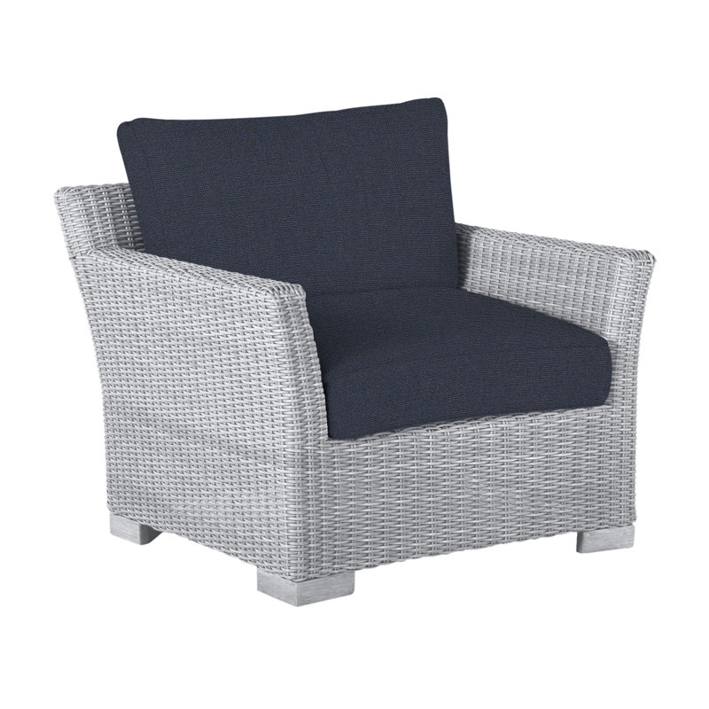 Club Patio Chair with Cushions, Oyster, No Welt, Linen Navy
