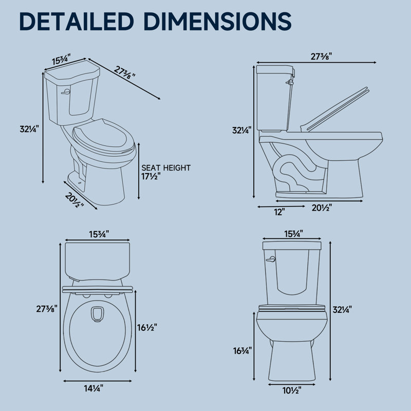 Toilette compacte haute 17 po ADA, hauteur du siège confortable pour les personnes âgées, 1,28 GPF os à chasse unique, CARTE 1000 g