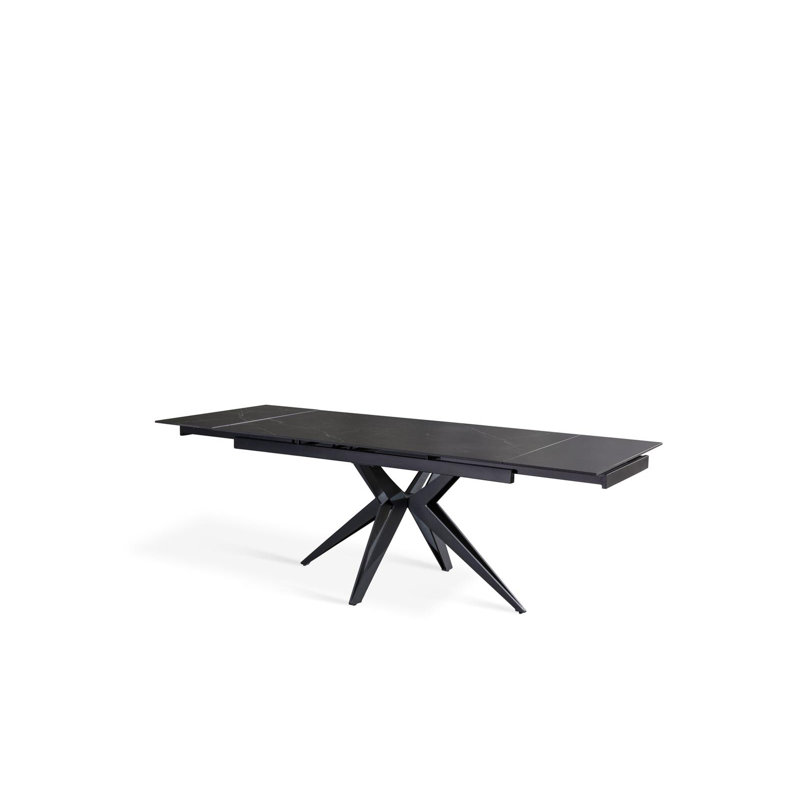 Damianna Extendable Metal Base Dining Table, Black