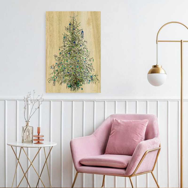 Art contemporain, arbre de Noël contemporain abstrait, H 24 po x l 16 po
