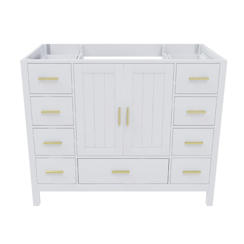 Base de meuble-lavabo 42 po avec 2 portes doubles à fermeture douce et 9 tiroirs lisses