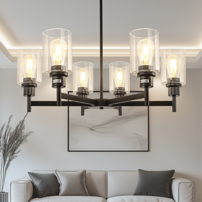 Lustres contemporains 6 lumières, Noir mat