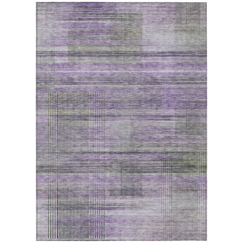 Tapis intérieur lavable rayé gris 5 pi x 8 pi