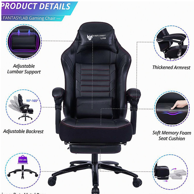 Fauteuil de jeu vidéo ergonomique Vanbow.Seat, Noir