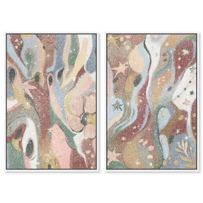 Modern Folk Set Canvas Abstract Print by Oliver Gal, Black Frame, 10 x 15