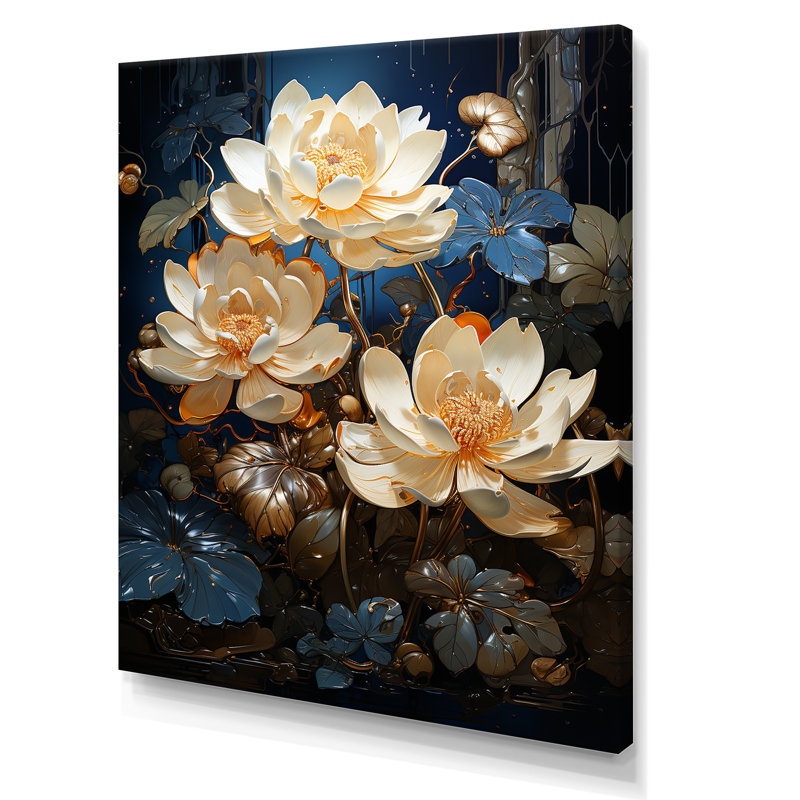 Opulent Reflections Lotus I - décoration murale Lotus, Toile tendue, H 40 po x l 30 po