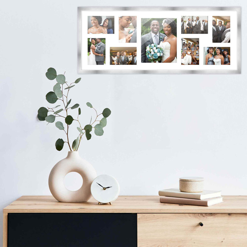 Cadre en bois, Argent / blanc