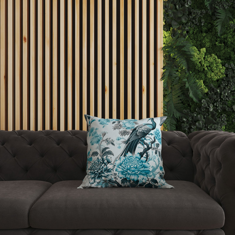 Coussin Peacock Panache, H 18 po x l 18 po, Vert / gris