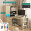 Bureau en L avec chargeur, bureau d'ordinateur avec tiroirs, bibliothèque et éclairage à DEL pour le bureau à domicile moderne et les jeux-1032406708-1032406710