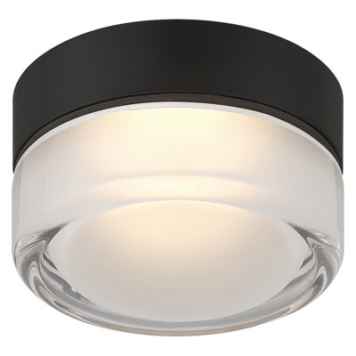 Masso LED Flush Mount - Matte Black Finish - Clear Frosted Glass