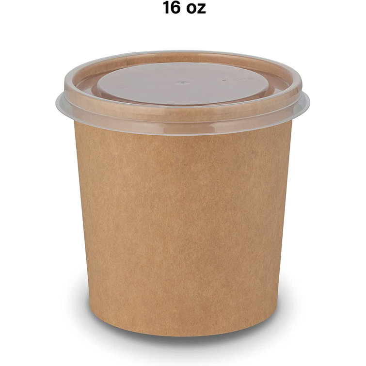 MT Products 12 oz White Paper Soup Cups with Vented Paper Lids - Set of 20