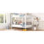 Lit superposé au-dessus d'un lit double blanc - conception moderne, structure en fer, peu encombrant, construction contemporaine, support robuste, sécuritaire pour tous les utilisateurs-307228800-307228815