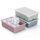 Silicone Ice Cube Trays 3 Pack - Large Size Silicone Ice Cube Moulds With Leak Proof Removable Lid Square Ice Cube Tray And BPA Free For Cocktail,Whiskey, Stackable Flexible Ice