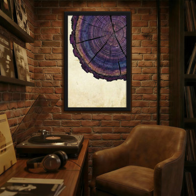 Plants & Flowers Purple Wood Grain Circular Pattern Print