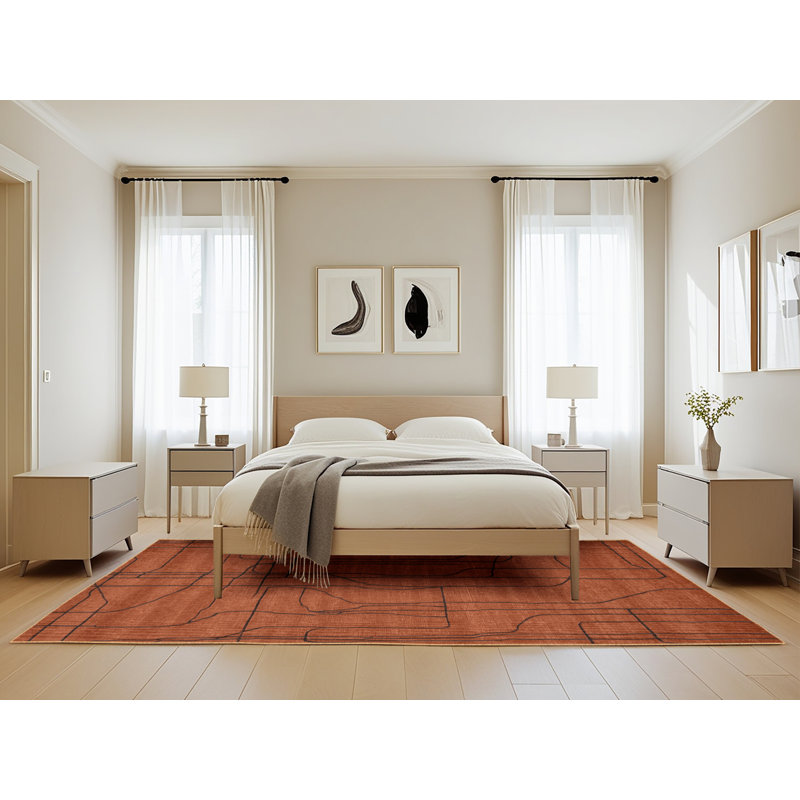 Tapis abstrait lavable à la machine, Rectangle de 5 pi x 8 pi