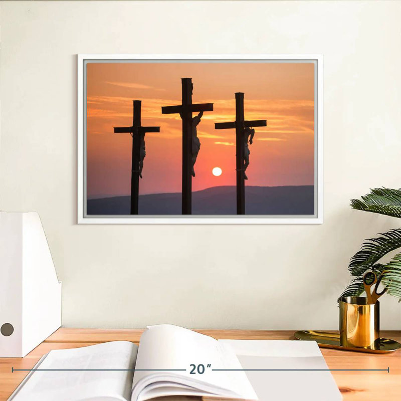 Christ crucifié, Cadre flottant blanc, 13 po x 9 po