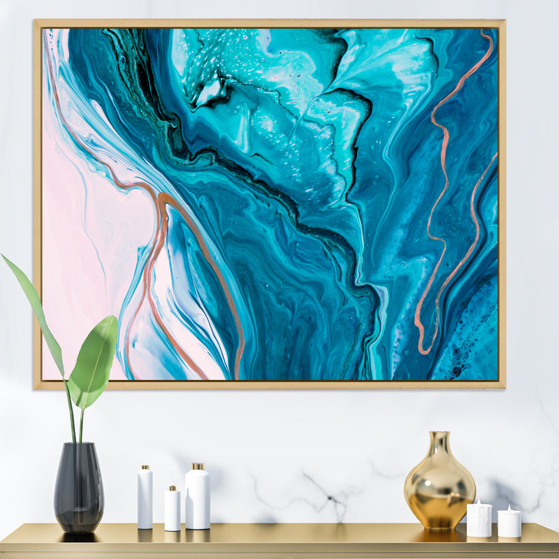 Luxury Luxury Turquoise Marble River - œuvre d'art moderne sur toile, H 34 po x l 44 po x P 1,5 po