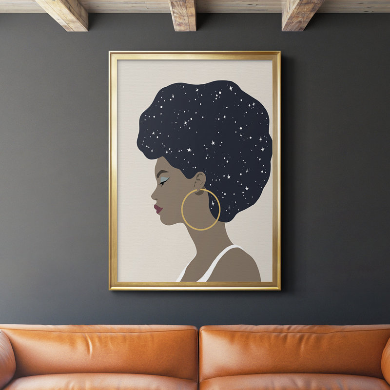 Toile encadrée de qualité supérieure «Heavenly Hair I» - prête à être accrochée, L 30,5 po x H 42,5 po, Cadre doré