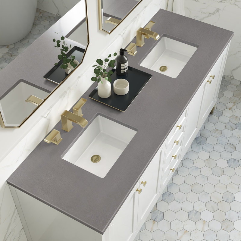 Chicago 72'' W Double Vanity, Glossy White, Parisien Bleu, 8" Widespread