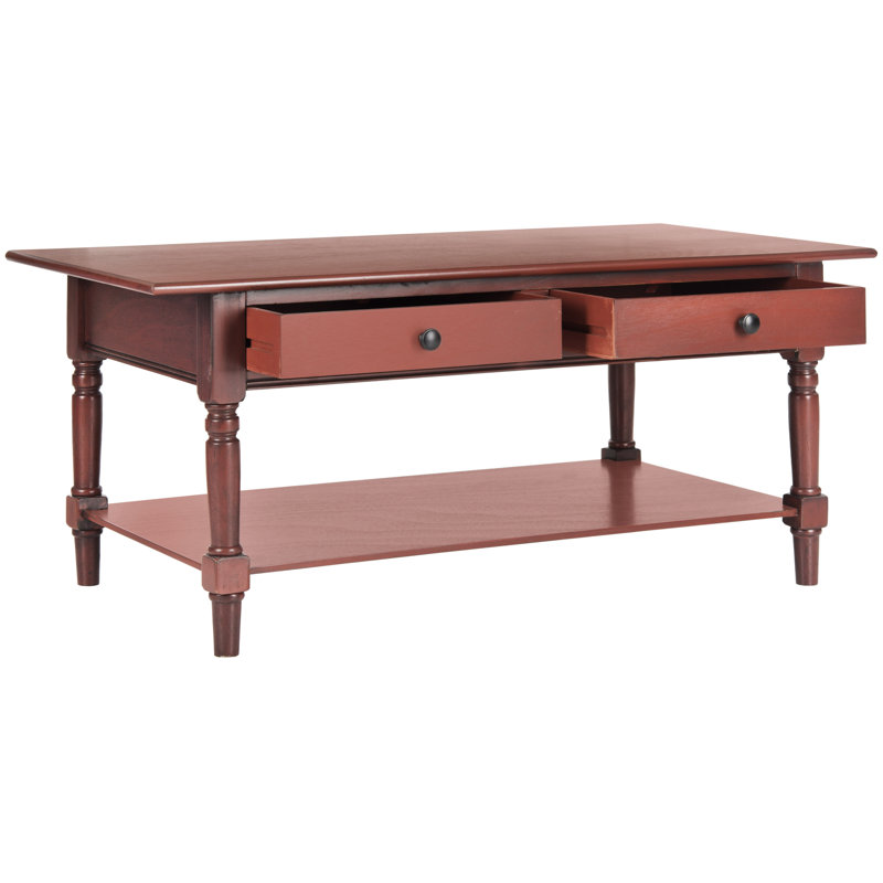 Tuoi Solid Wood Single Coffee Table, Red